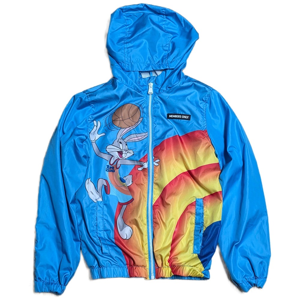 Members Only Space Jam Jacket Boy's Size 10/12 Blue A New Legacy‎ Bugs Bunny
